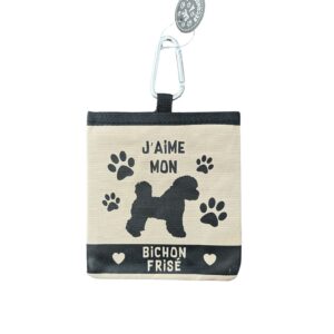 Portofel Textil pentru Monede cu Carabină – Model Bichon Frise, Închidere cu Arici, Compact