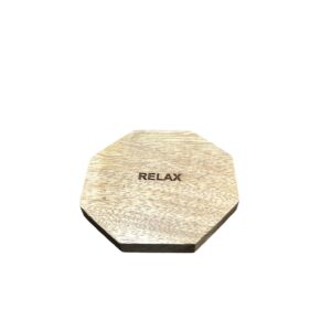 Suport Pahar din Lemn, Formă Octogonală, Gravură „RELAX”, Antiderapant