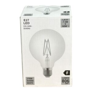 Bec LED E27 7.5W (echivalent 60W), 806 lm, 2700K Lumină Caldă, Filament, 360°