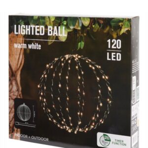 Glob Decorativ Luminos LED – 30 cm, 120 LED, Lumină Caldă, Funcție Timer, Interior/Exterior