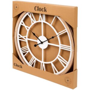 Ceas de Perete Decorativ 50 cm – Design Vintage cu Cifre Romane, Lemn și Metal