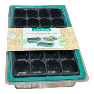 Mini Seră Răsaduri cu Capac – Set 4 Tăvi 24 Celule, Gardenline, Propagator Semințe