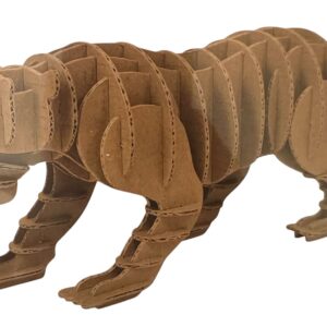 Figurină 3D Tigru din Carton T.ORE – Puzzle Creativ 56 Piese, Asamblare Fără Lipici