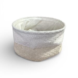 Coș Textil Rotund din Poliester Tip Bouclé – Ø25 × 12 cm, Depozitare Multifuncțională