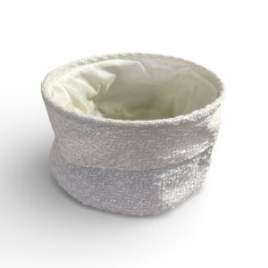 Coș Textil Rotund din Poliester Tip Bouclé – Ø25 × 12 cm, Depozitare Multifuncțională