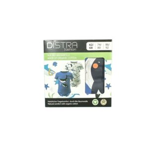 Set 2 Body Bebeluși Distra Fashion – Bumbac Organic, Mânecă Scurtă, Model Albastru