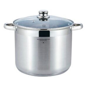 Oală din Oțel Inoxidabil cu Capac din Sticlă Mercury Haus Cosmo 7.2L, 22 cm, Fund Capsulat, Compatibilă Inducție