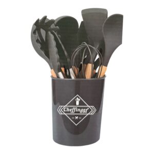 Set ustensile bucatarie negru Cheffinger Home 12 piese silicon termorezistent