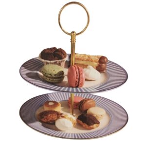 Etajeră pentru Prăjituri Harmony – Suport 2 Nivele pentru Deserturi, Farfurii 19 cm și 24 cm