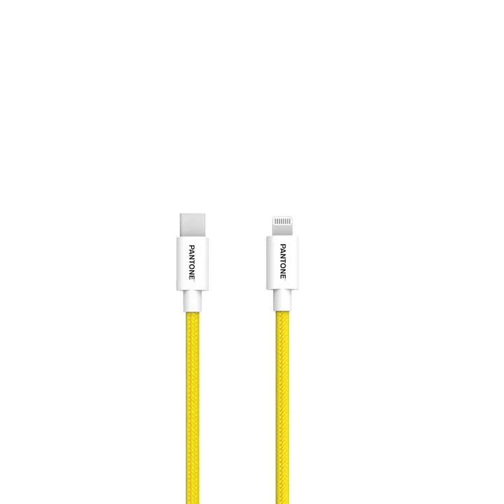 Cablu Pantone USB-C la Lightning 150 cm, Certificare MFi, Încărcare și Transfer Date, Galben - imagine 2