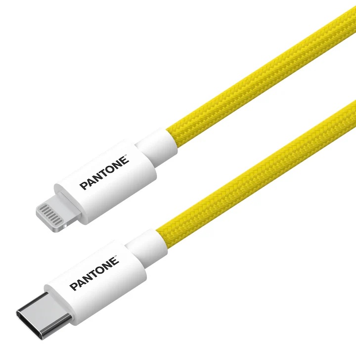 Cablu Pantone USB-C la Lightning 150 cm, Certificare MFi, Încărcare și Transfer Date, Galben - imagine 3