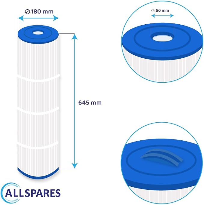 Cartuș filtrant pentru piscină și spa AllSpares AS-POOL210, compatibil Welttico C6, filtru din poliester - imagine 2