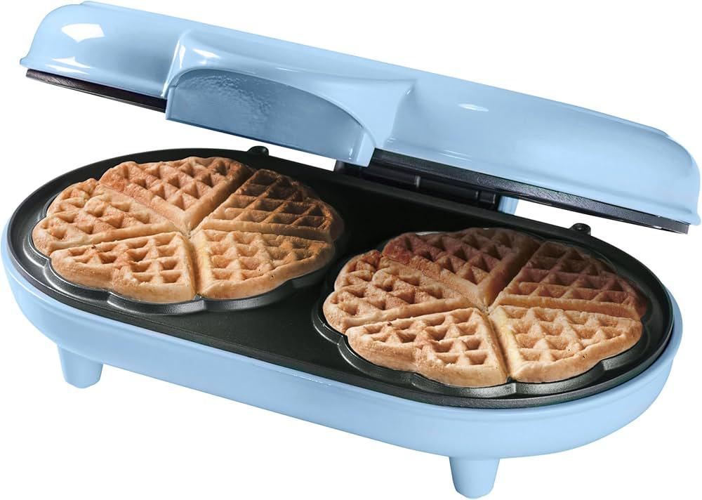 Aparat pentru Vafe Duble în Formă de Inimă Bestron Sweet Dreams-1000 W, Strat Antiaderent , Albastru - imagine 3