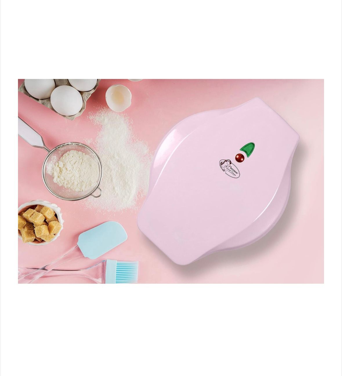 Mini Aparat pentru Prăjituri și Biscuiți cu Forme de Animale Bestron Sweet Dreams AAW700PBS, 700 W, Strat Antiaderent,Roz - imagine 3