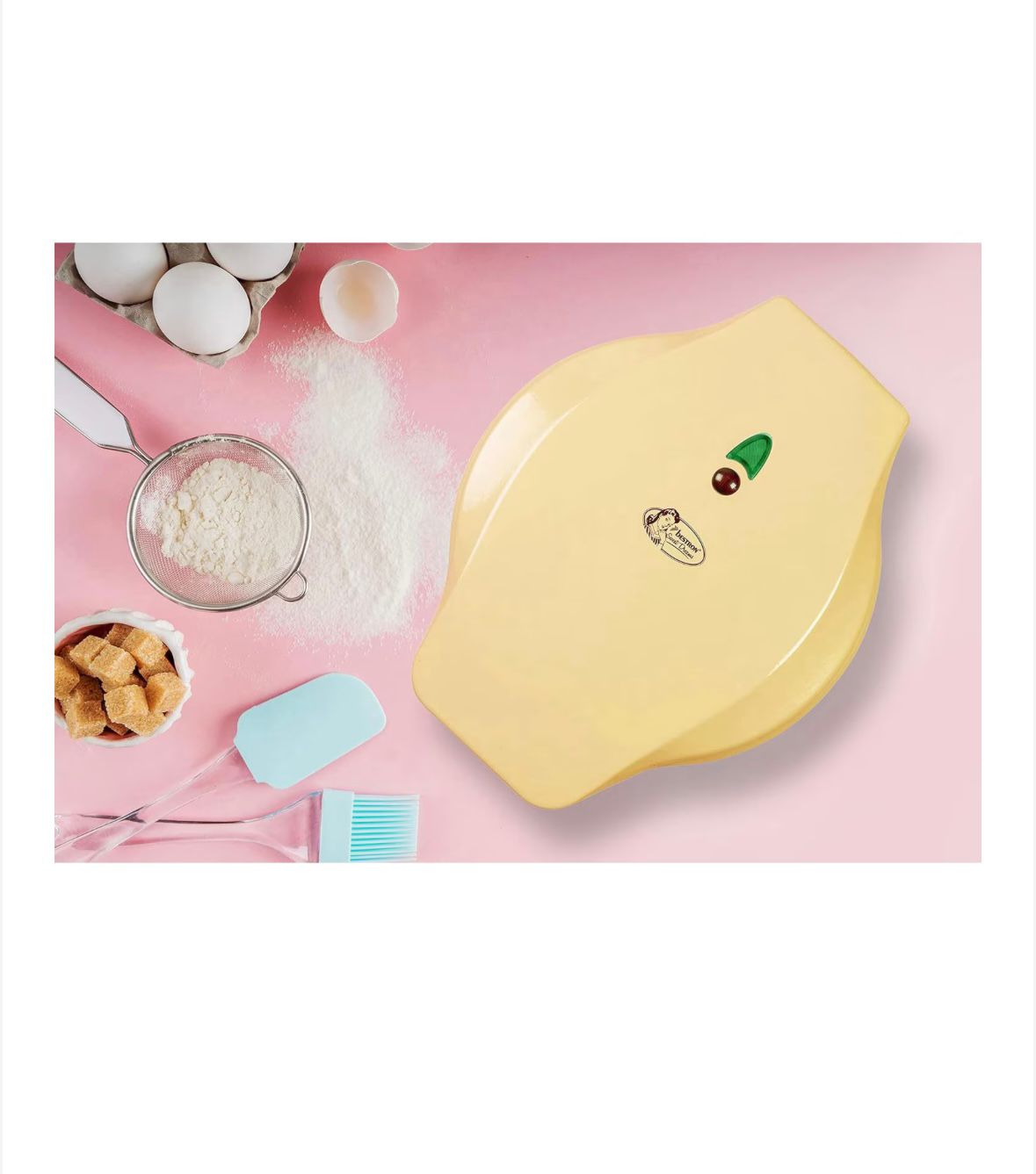 Mini Aparat pentru Prăjituri și Biscuiți cu Forme de Animale Bestron Sweet Dreams AAW700PBS, 700 W, Strat Antiaderent,Galben - imagine 3