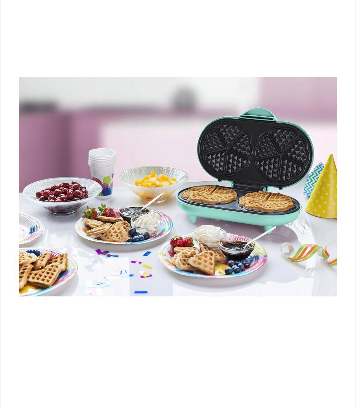 Aparat pentru Vafe Duble în Formă de Inimă Bestron Sweet Dreams-1000 W, Strat Antiaderent , Verde mentă - imagine 2