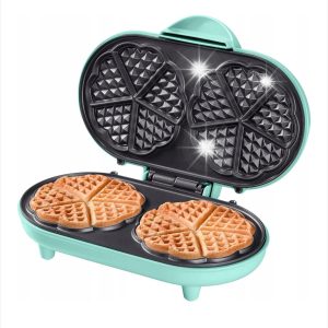 Aparat pentru vafe duble verde menta in forma de inima Bestron Sweet Dreams