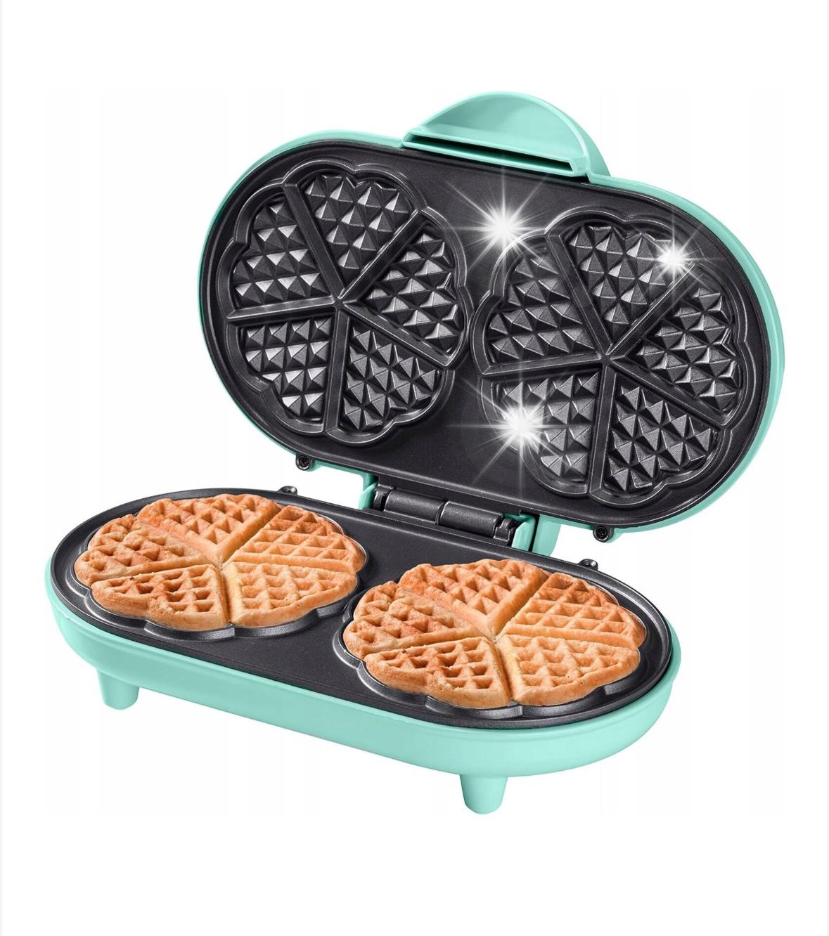 Aparat pentru vafe duble verde menta in forma de inima Bestron Sweet Dreams