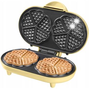 Aparat pentru vafe duble in forma de inima Bestron Sweet Dreams galben