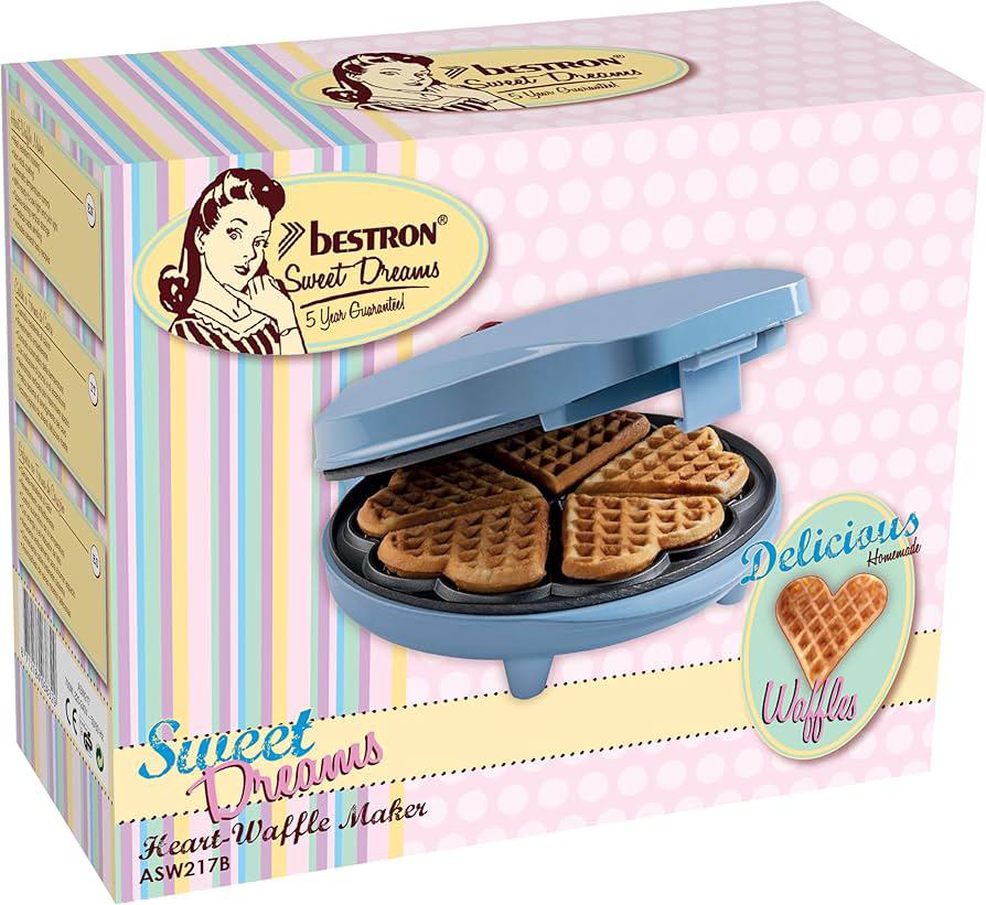 Aparat pentru Vafe în Formă de Inimă Bestron Sweet Dreams ASW217MBS, 700 W, Strat Antiaderent, Albastru - imagine 8