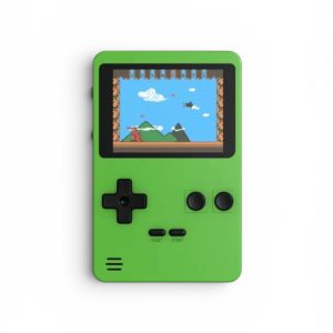 Consola portabila retro Toylino de culoare verde cu 240 de jocuri integrate si ecran color