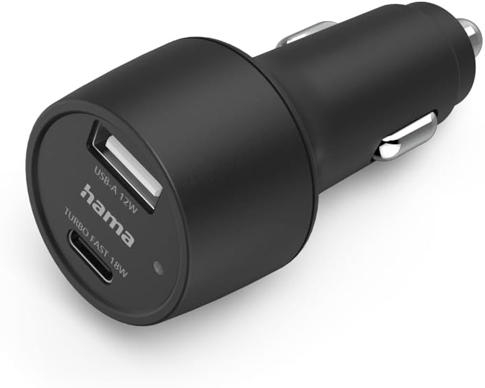 Incarcator auto Hama 30W cu incarcare rapida port USB-C si USB-A