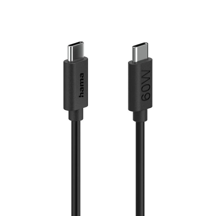 Cablu Hama USB-C USB-C negru de 1m pentru incarcare si transfer date