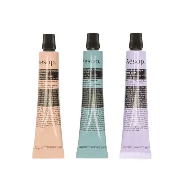 Set 3 Balsamuri Aromate pentru Mâini Aesop – Eleos, Resurrection și Reverence, 3 × 30 ml - imagine 2