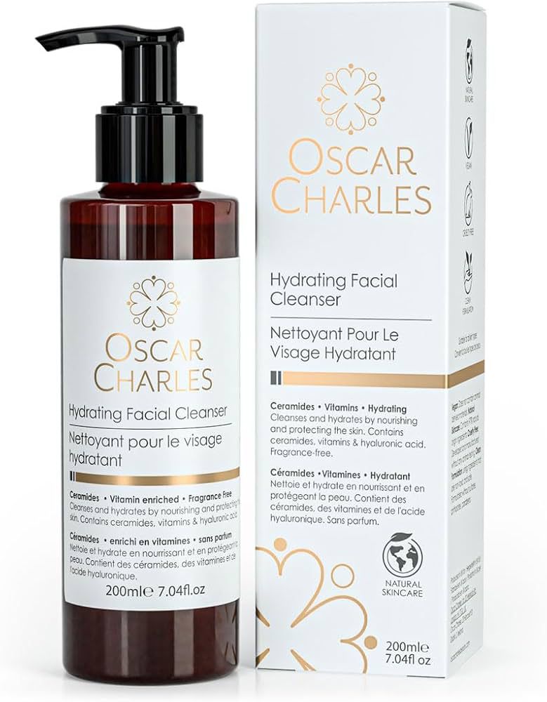 Gel de Curățare Hidratant pentru Față Oscar Charles – Cu Ceramide, Vitamine și Acid Hialuronic, 200 ml
