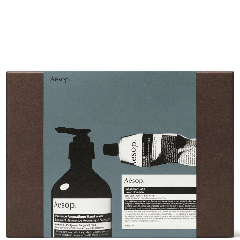 Set Aesop Reverence pentru Îngrijirea Mâinilor – Săpun Lichid, Balsam și Săpun Exfoliant - imagine 4