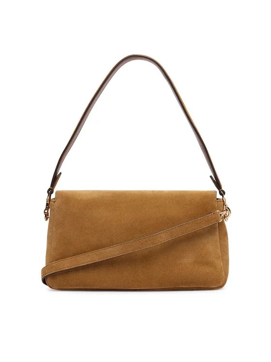Geantă Damă Tory Burch Charlie Suede Small Shoulder Bag Wild Tobacco din Piele Naturală Întoarsă, Curea Detașabilă, Săculeț Inclus - imagine 2