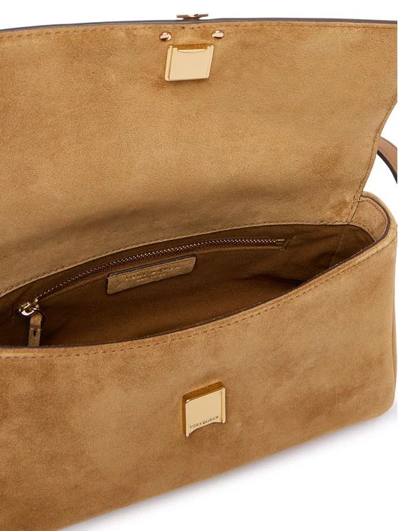 Geantă Damă Tory Burch Charlie Suede Small Shoulder Bag Wild Tobacco din Piele Naturală Întoarsă, Curea Detașabilă, Săculeț Inclus - imagine 3