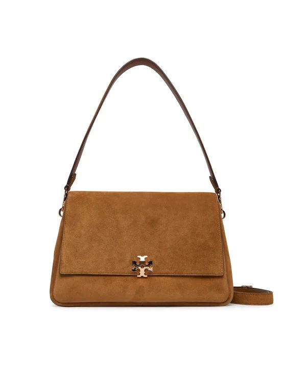 Geantă Damă Tory Burch Charlie Suede Shoulder Bag Wild Tobacco din Piele Naturală Întoarsă, Săculeț Original Inclus