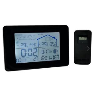Stație Meteo Digitală Wireless Krontaler, Senzor Exterior, Temperatură și Umiditate Interior/Exterior, Presiune Atmosferică, Faze Lunare,Negru