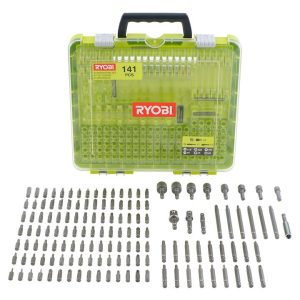 Set 141 Biți și Adaptoare pentru Înșurubare Ryobi RAKD141, în Cutie de Depozitare