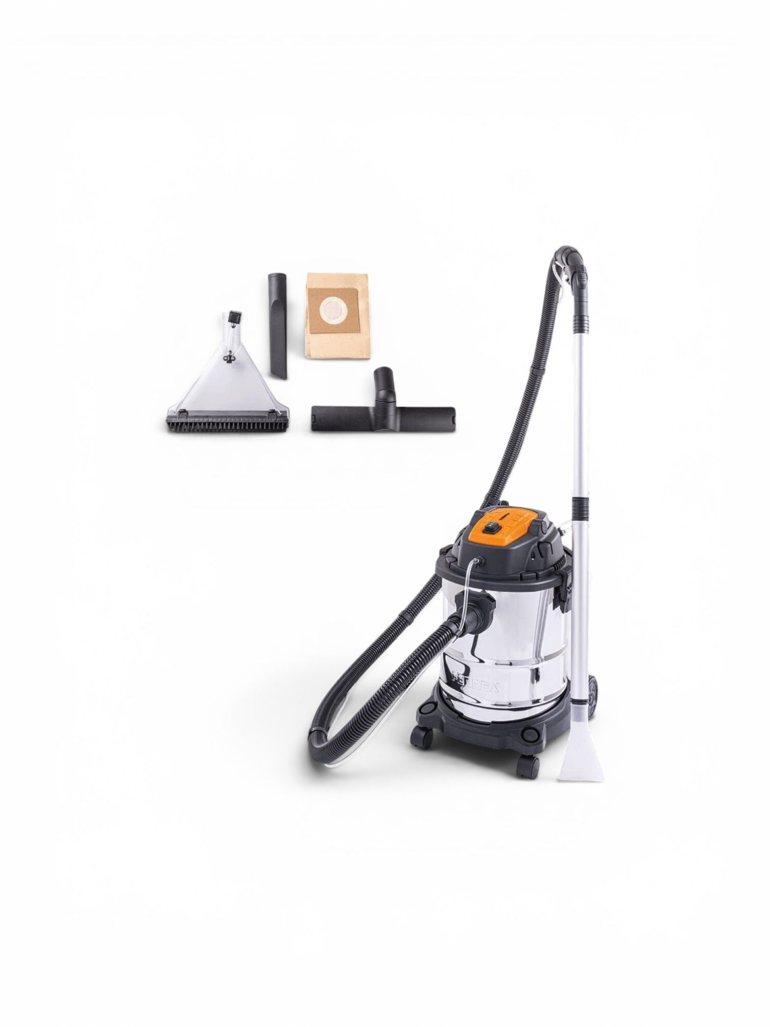 Aspirator cu Spălare FERREX 5 în 1, 1.600 W, Recipient Inox 20 L, Pulverizare, Aspirare Umedă și Uscată