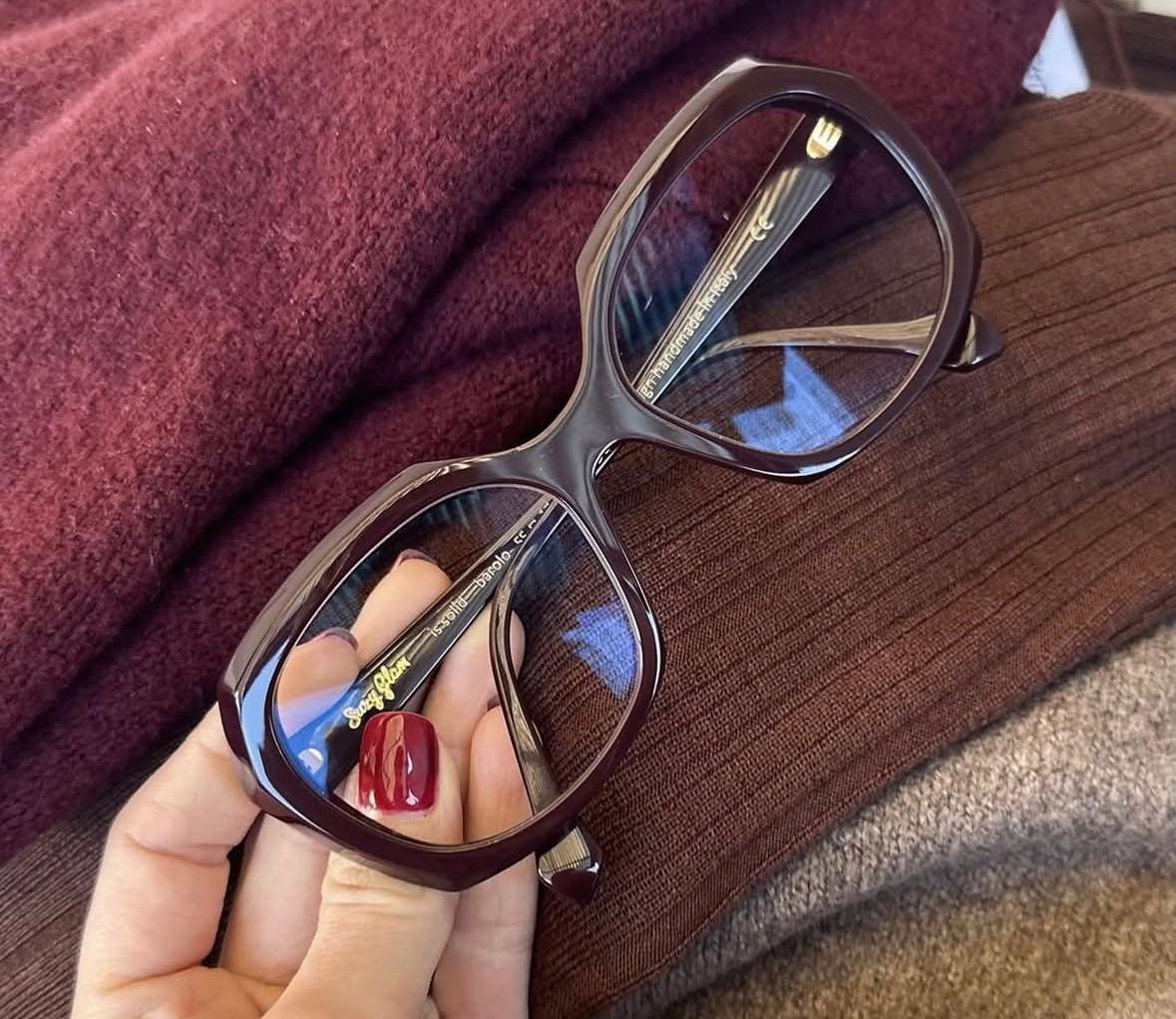 Ramă pentru ochelari Suzy Glam Is Solid Barolo MT – Damă, Vișiniu Mat, Material Plastic, Design Geometric