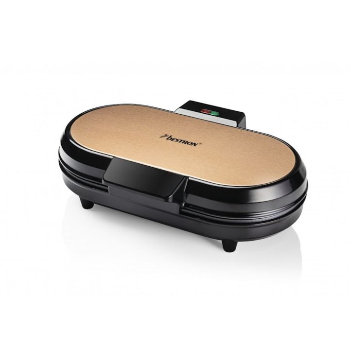 Aparat dublu pentru preparat vafe în formă de inimă Bestron ADWM730CO – 1200 W, Plăci antiaderente, Colecția Copper - imagine 4