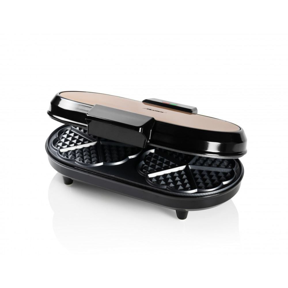 Aparat dublu pentru preparat vafe în formă de inimă Bestron ADWM730CO – 1200 W, Plăci antiaderente, Colecția Copper - imagine 3