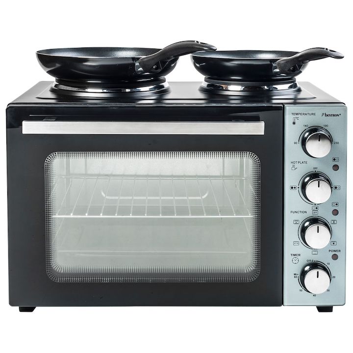 Mini bucătărie electrică Bestron Mini Kitchen AOV31 – Cuptor electric 31 L, Grill, 2 plite electrice, 3200 W