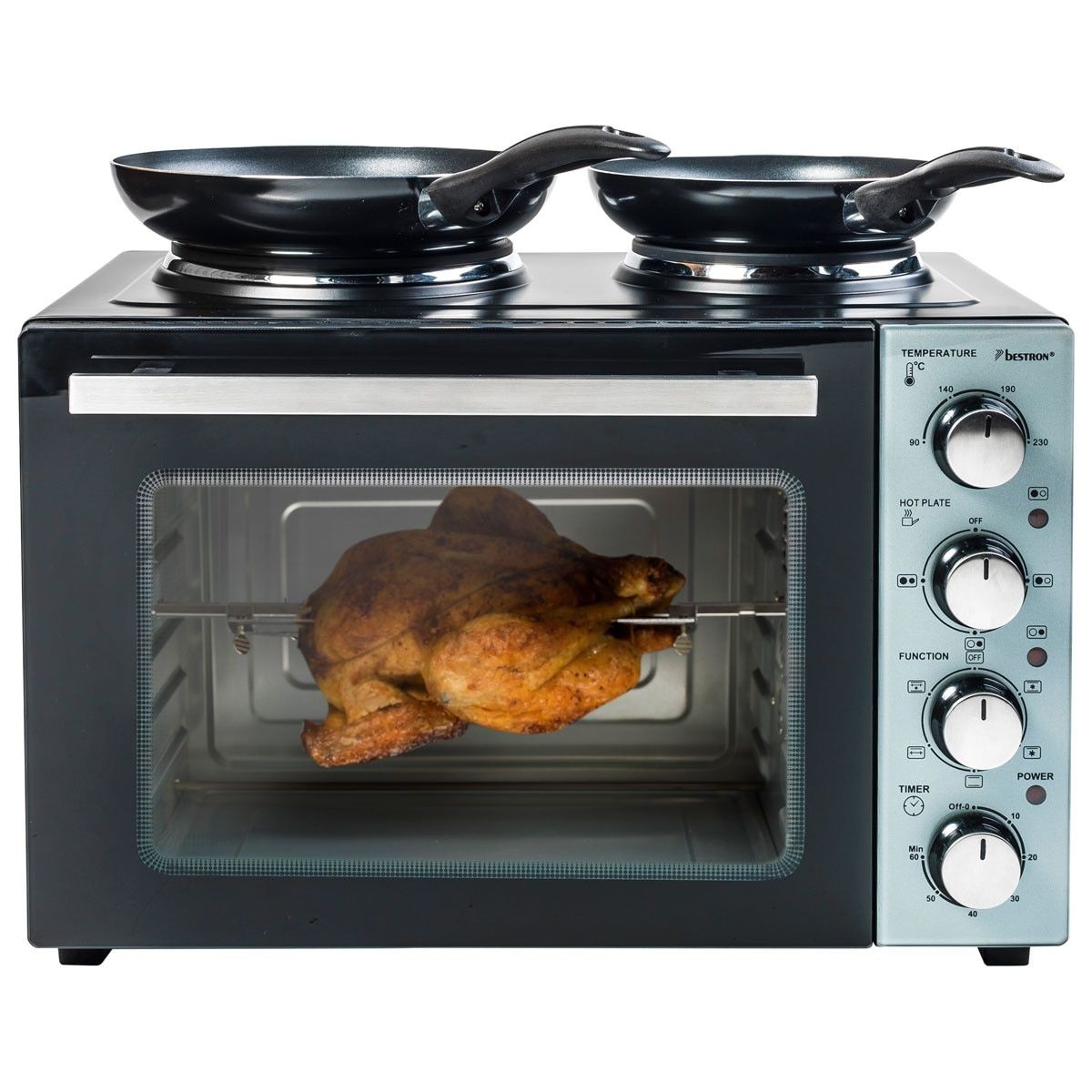 Mini bucătărie electrică Bestron Mini Kitchen AOV31 – Cuptor electric 31 L, Grill, 2 plite electrice, 3200 W - imagine 5