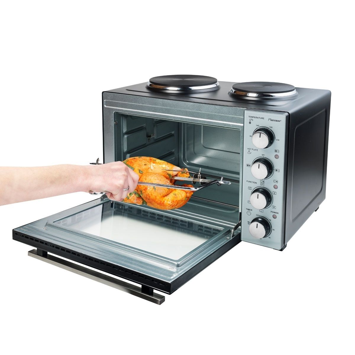 Mini bucătărie electrică Bestron Mini Kitchen AOV31 – Cuptor electric 31 L, Grill, 2 plite electrice, 3200 W - imagine 4