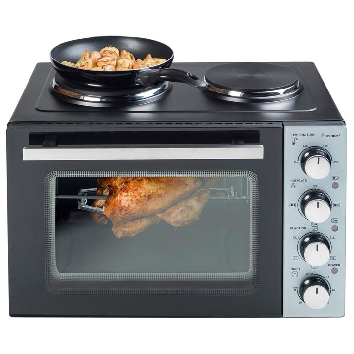 Mini bucătărie electrică Bestron Mini Kitchen AOV31 – Cuptor electric 31 L, Grill, 2 plite electrice, 3200 W - imagine 3