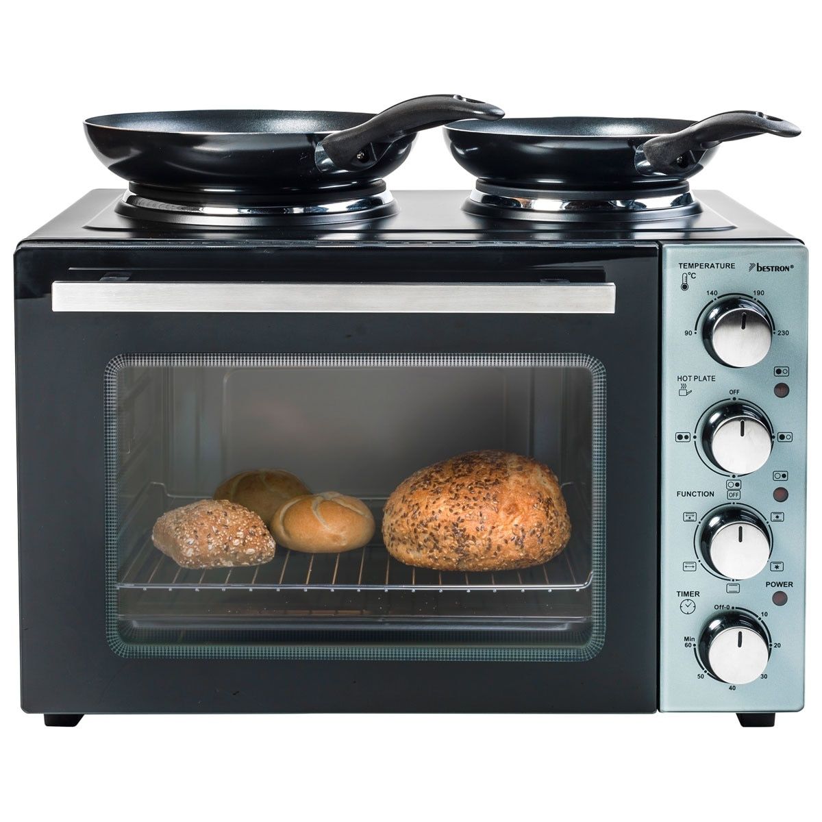 Mini bucătărie electrică Bestron Mini Kitchen AOV31 – Cuptor electric 31 L, Grill, 2 plite electrice, 3200 W - imagine 2