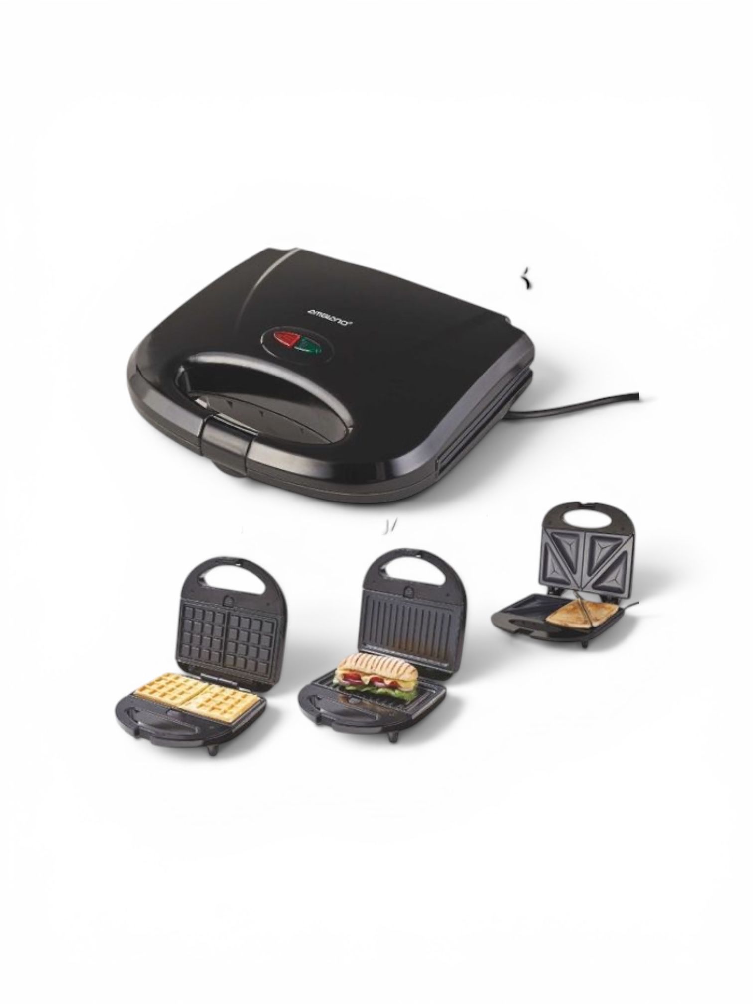 Aparat multifuncțional 3 în 1 Ambiano – Sandwich, Gofre și Grill, 800 W, 3 seturi de plăci interschimbabile