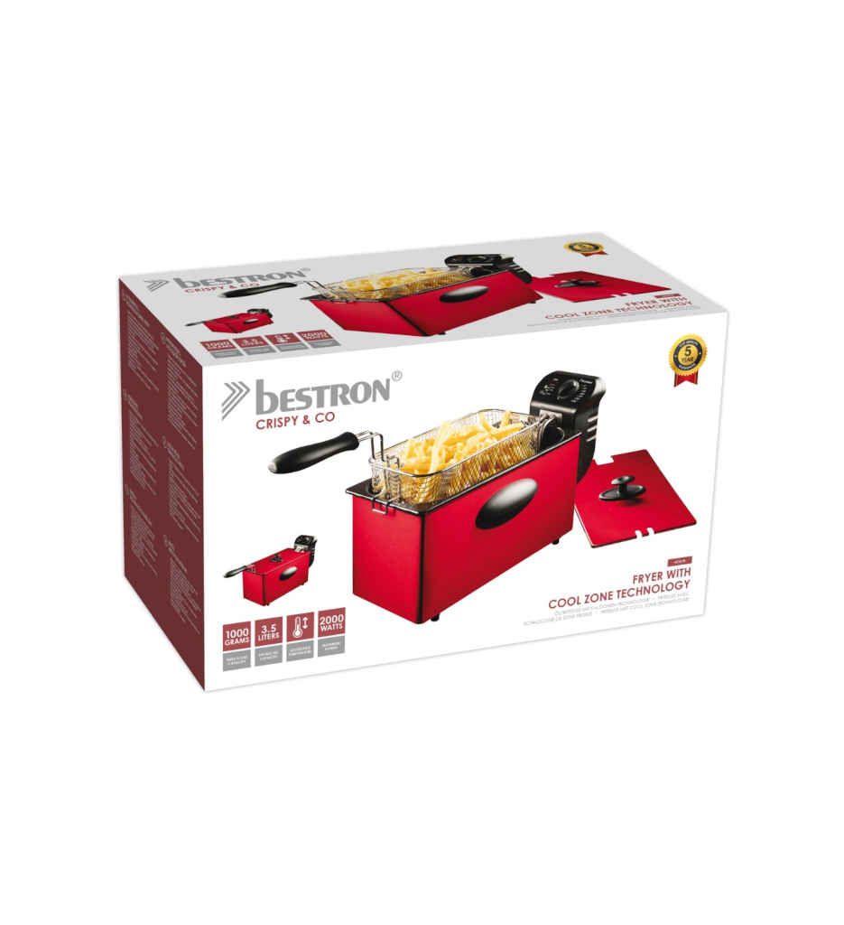 Friteuză electrică Bestron Crispy & Co, 3,5 L, 2000 W, termostat reglabil, capacitate 1 kg - imagine 3