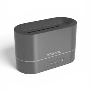 Umidificator cu Efect de Flacără Ambiano, Tehnologie Ultrasonică, Rezervor 200 ml, 3 Trepte Temporizare, Compatibil cu Uleiuri Aromatice, Negru
