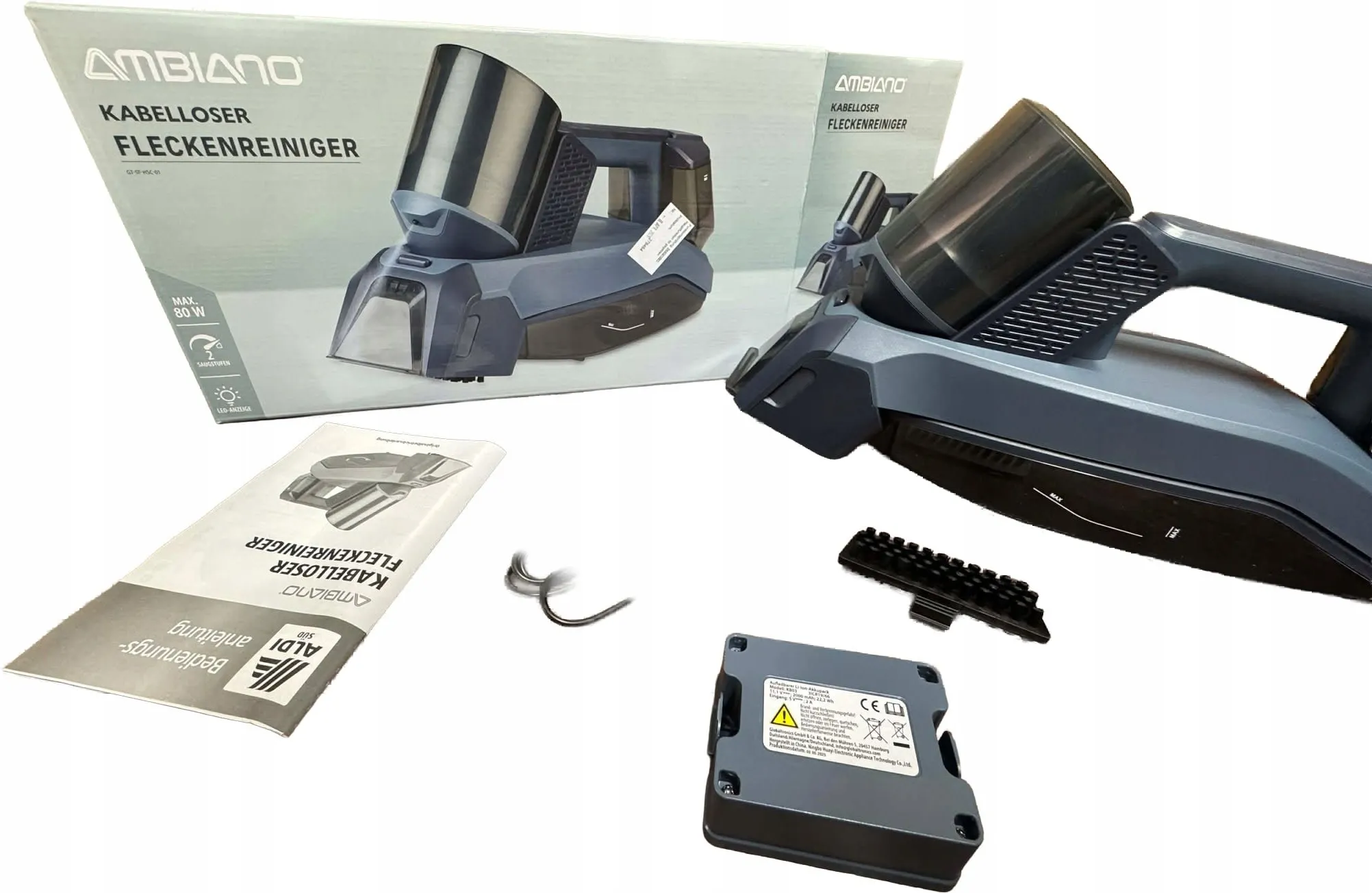 Aspirator de Tapițerie Reîncărcabil Ambiano GT-SF-HC-01 – Funcție Pulverizare, 2 Trepte de Aspirare, 80 W - imagine 2