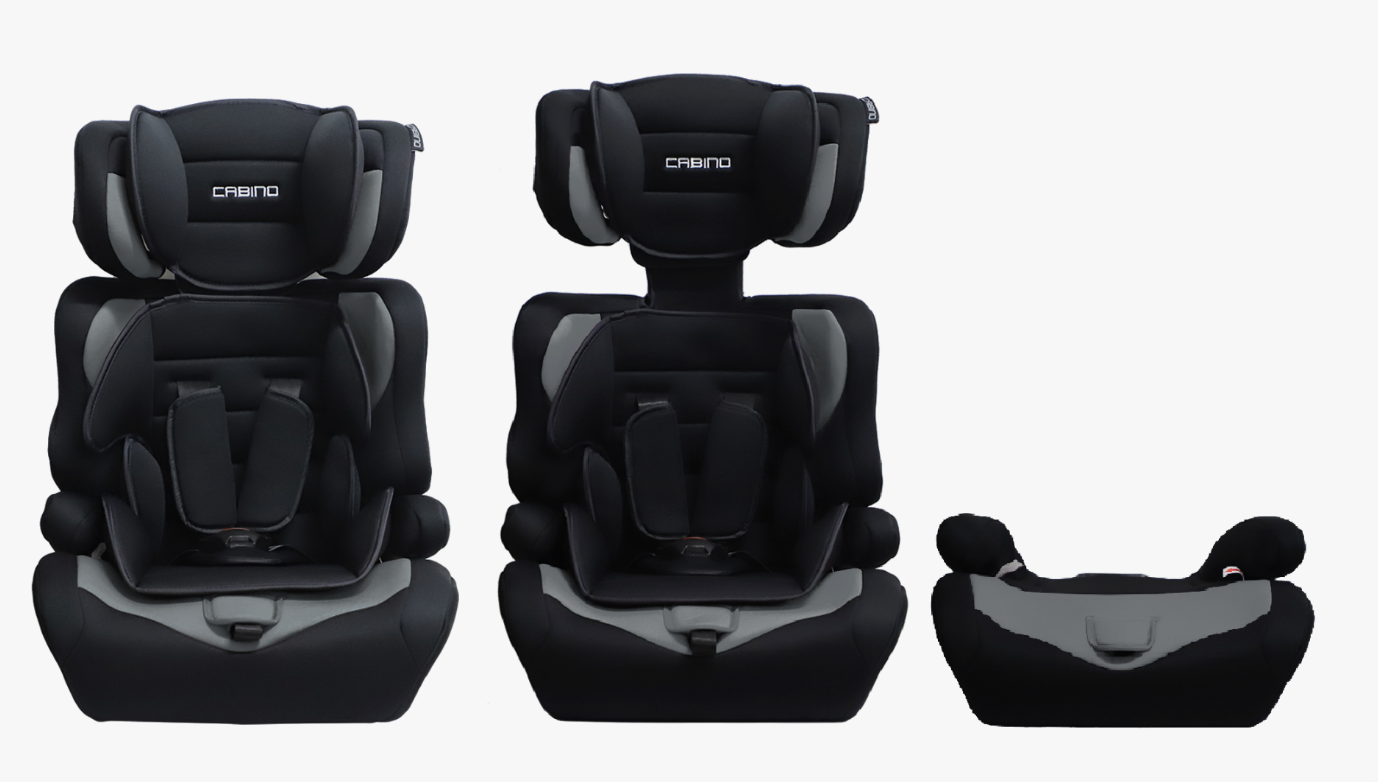 Scaun Auto pentru Copii Cabino 76–150 cm – Sistem Evolutiv, Centură 5 Puncte, Negru/Gri - imagine 2