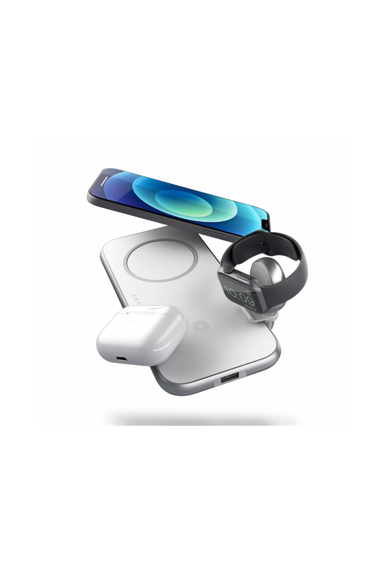Stație de Încărcare Wireless Magnetică Zens Aluminium 4 în 1 cu Încărcător pentru Ceas Inteligent Inclus și Port USB-A - imagine 4